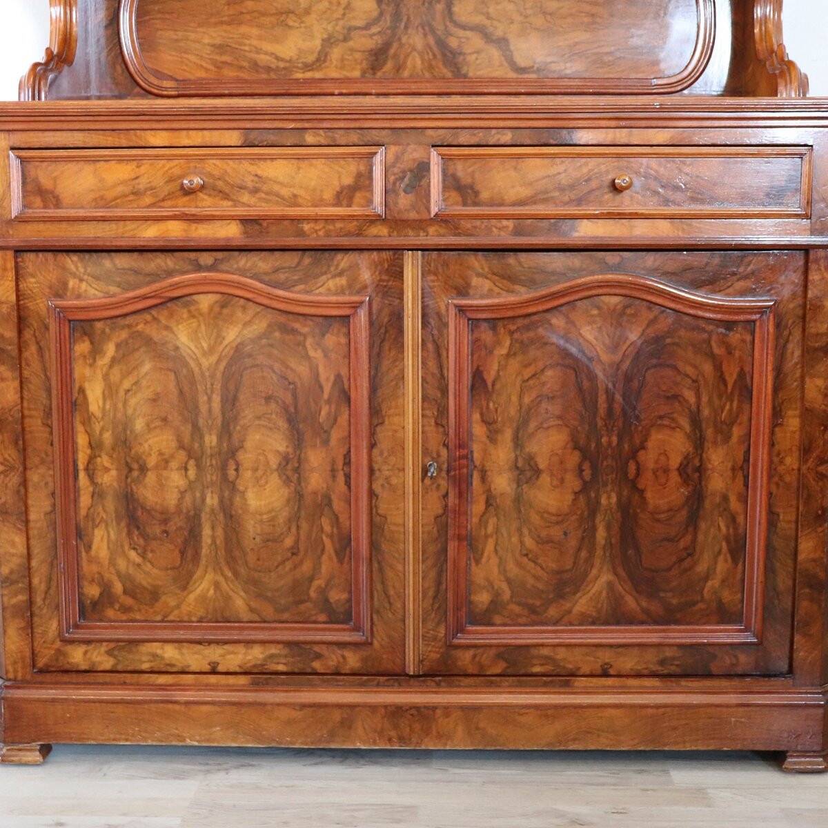 Antique Cupboard In Walnut Briar, Italy Mid 19th Century