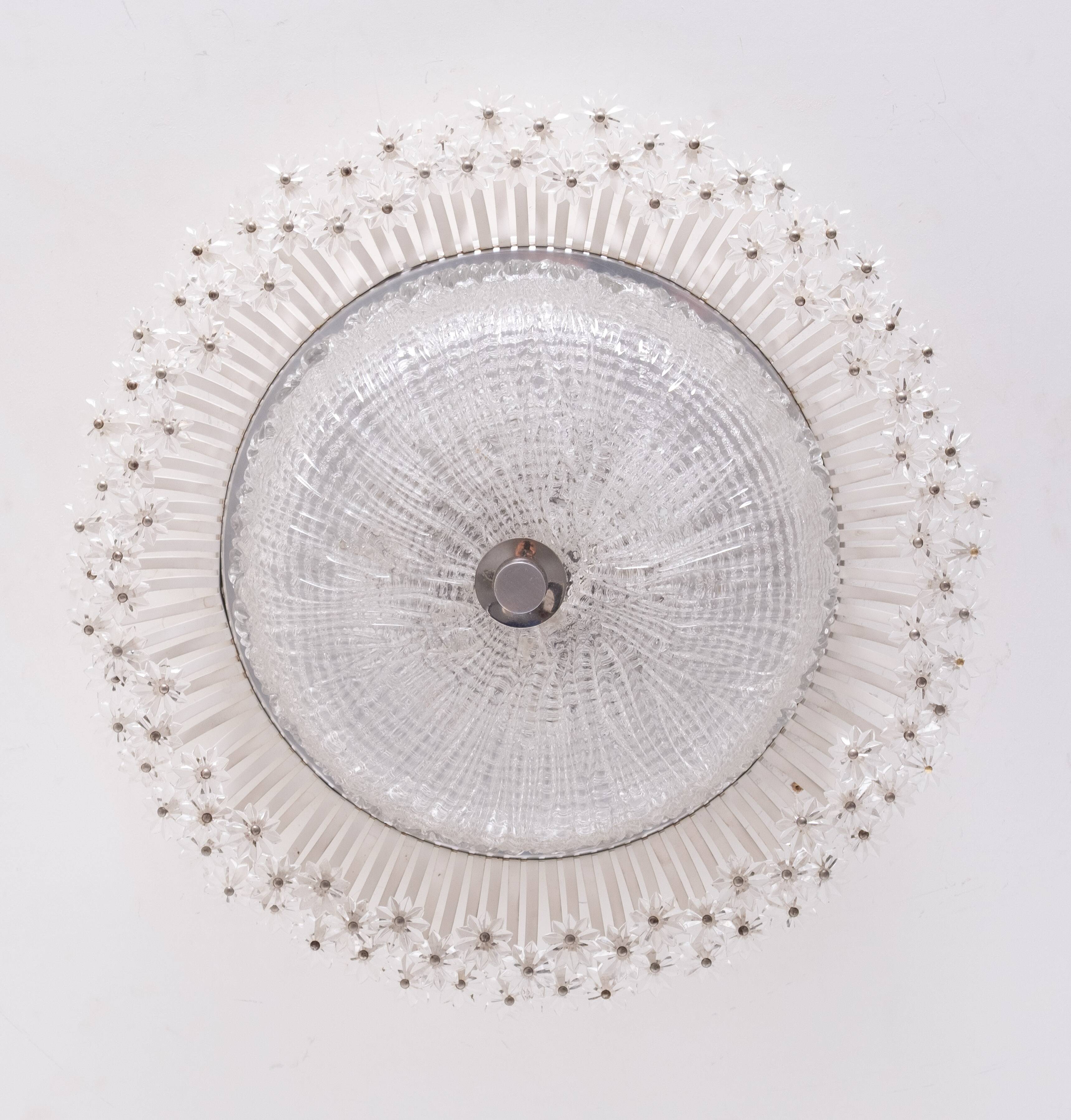 Floral Mid-Century Modern Flush Lamp Emil Stejnar 1960s Austria