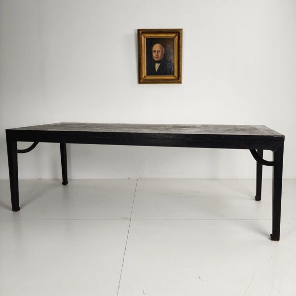 Table de salle à manger chinoise Qing noire (230 cm) — milieu à fin du XVIIIe siècle — laque d'origine