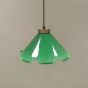 Small hanging lamp with double-layered glass, brass top, 1980s Denmark