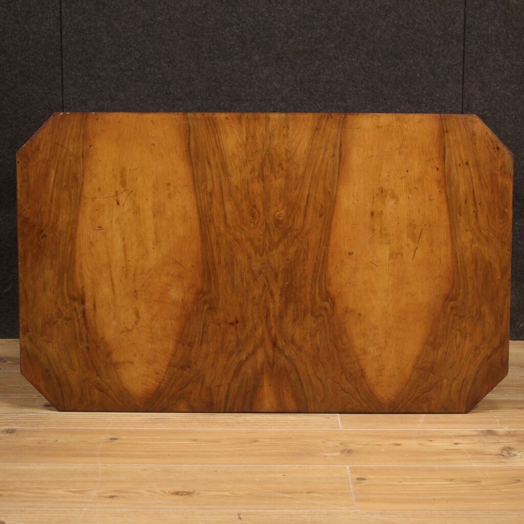 Italian coffee table in walnut wood in Art Deco style