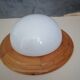 Plafonnier applique en bois et opaline
