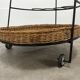 Raoul Guys style metal and rattan serving trolley from the 50s