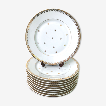 Set of 10 flat plates porcelain from Limoges