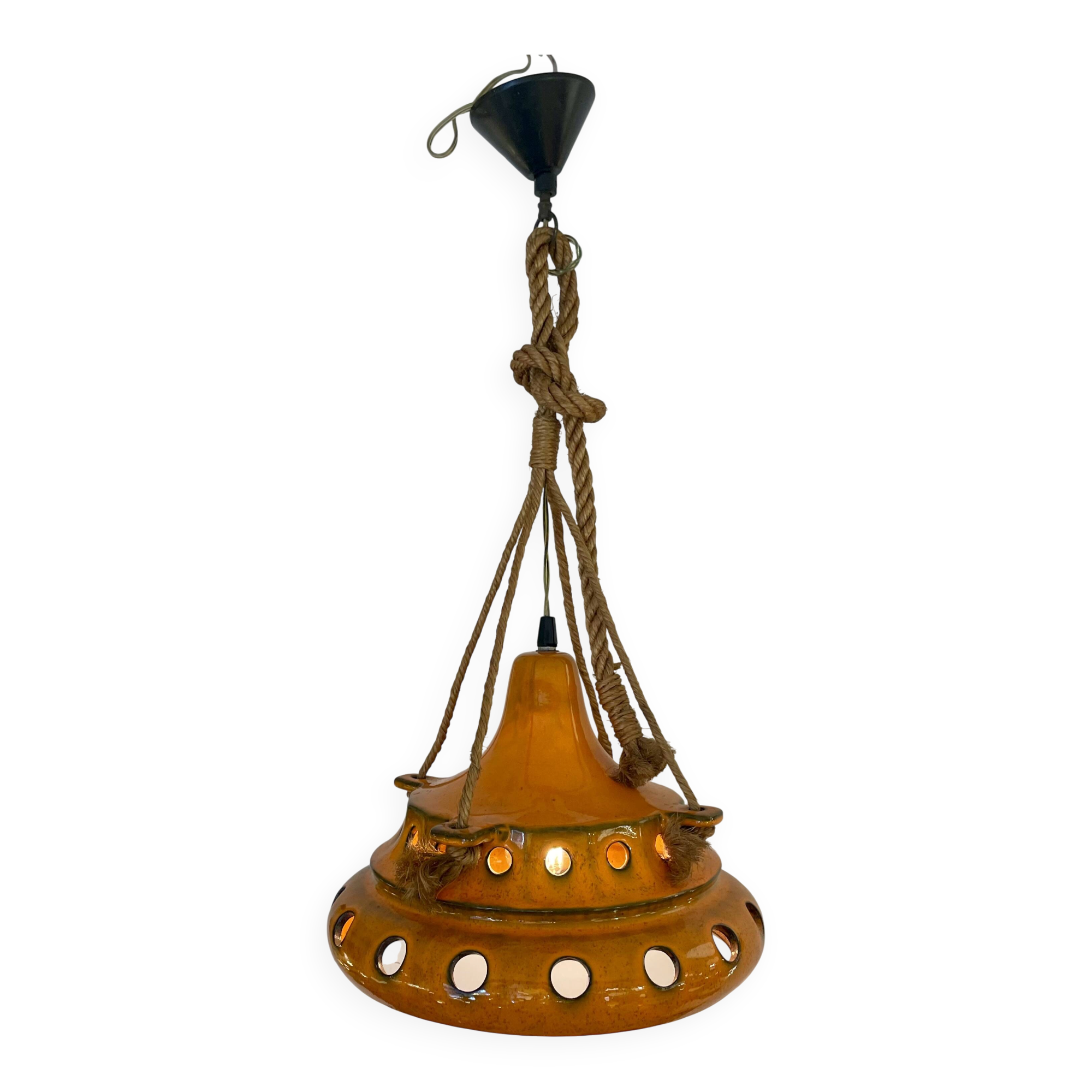 Mid-Century Modern Ceramic Pendant Light, 1970s