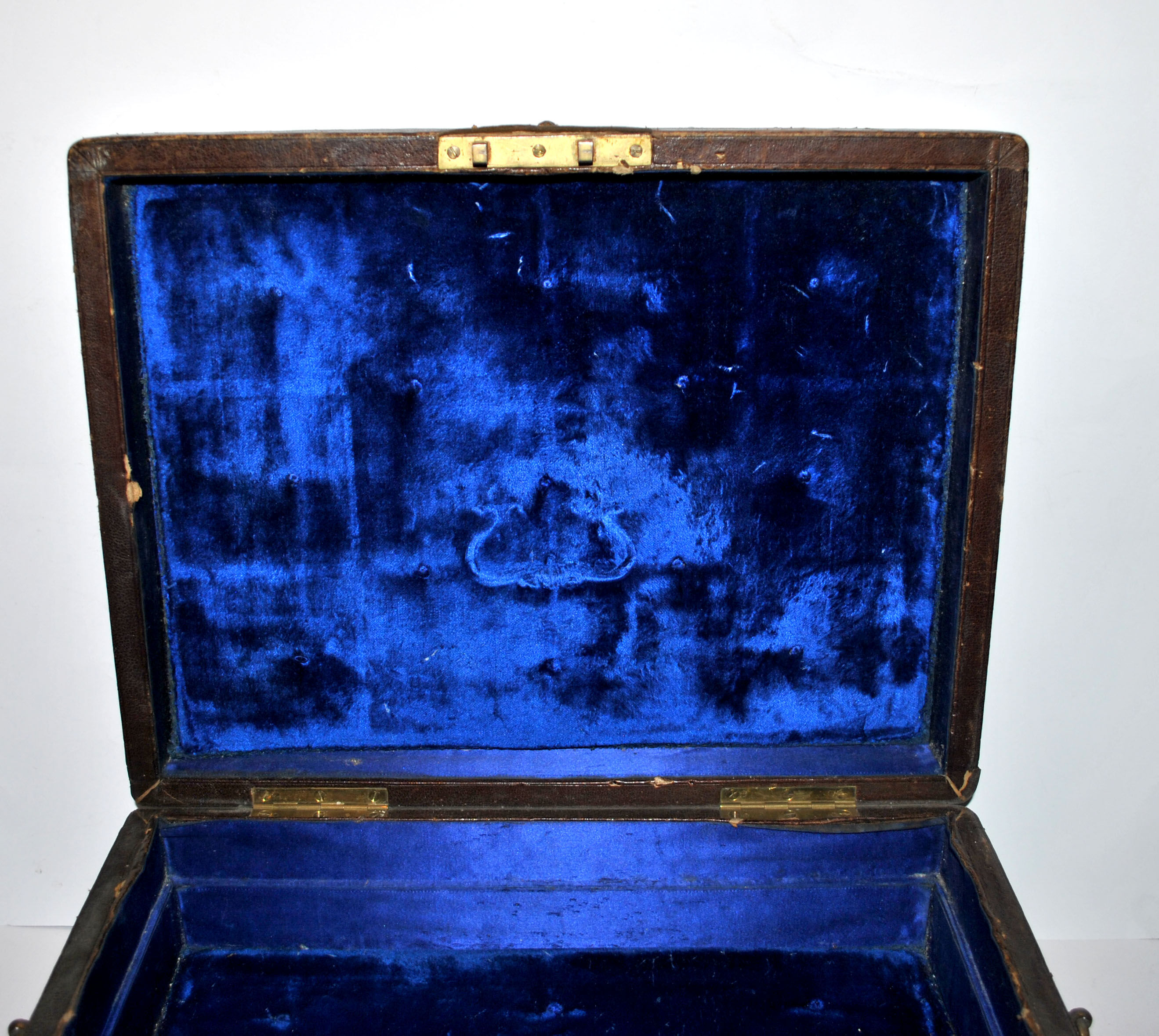 Écrin à Bijou Ancien - Velours Bleu - XIXe Siècle - Pour Bague - Très Bon état - Collection