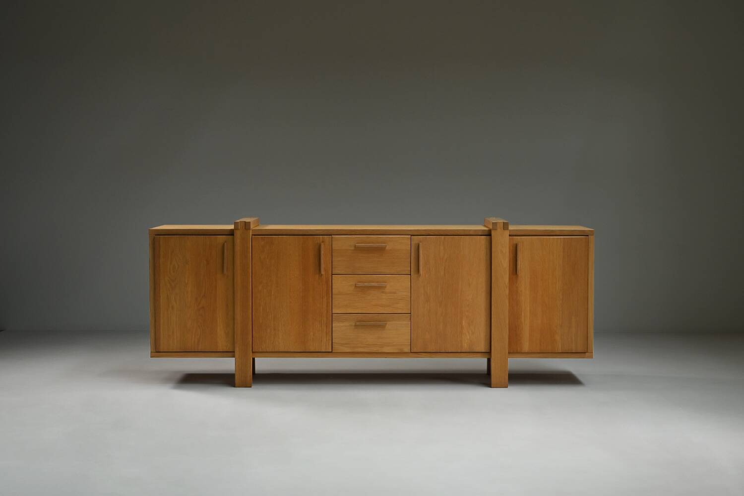 Large brustalist oak sideboard, Belgium.