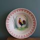 Antique deep dish with hand-painted rooster, Charolles earthenware