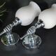 Pair of chrome-plated metal wall lights, hand-shaped with lampshade