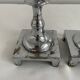 Large antique silver plated candlesticks, square base, pair, classic