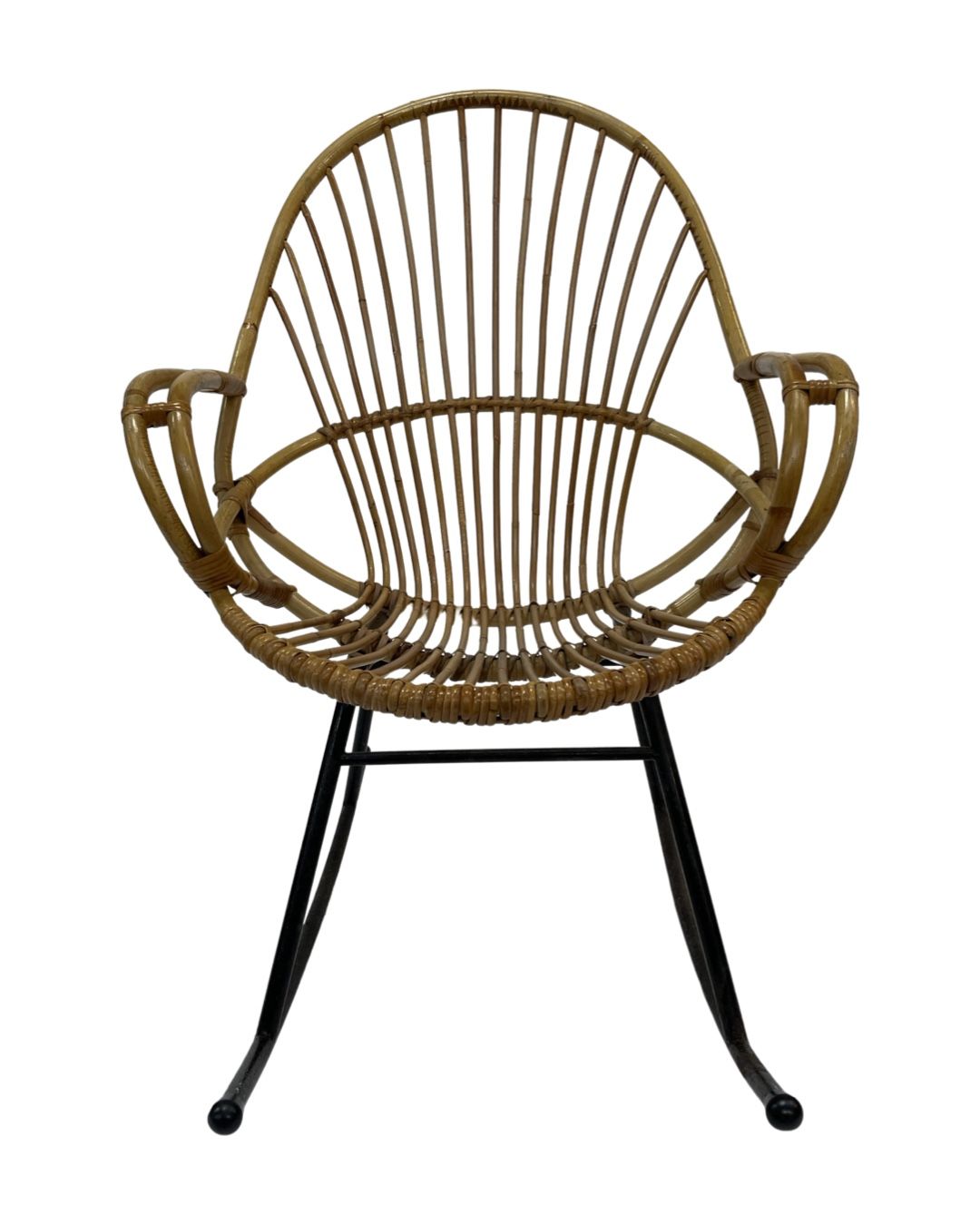 Vintage Dirk van Sliedregt Rohe Noordwolde rattan rocking chair