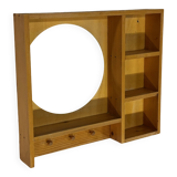 Porte-manteau console miroir en pin vintage au design minimaliste