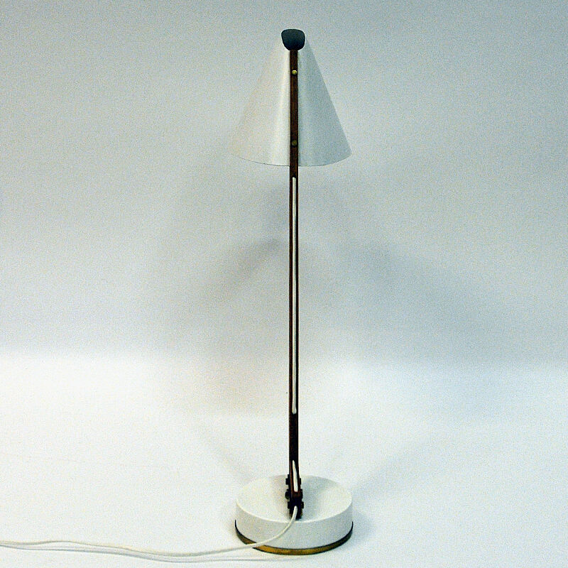 White metal and teak table lamp B54, Hans Agne Jakobsson 1950s Sweden
