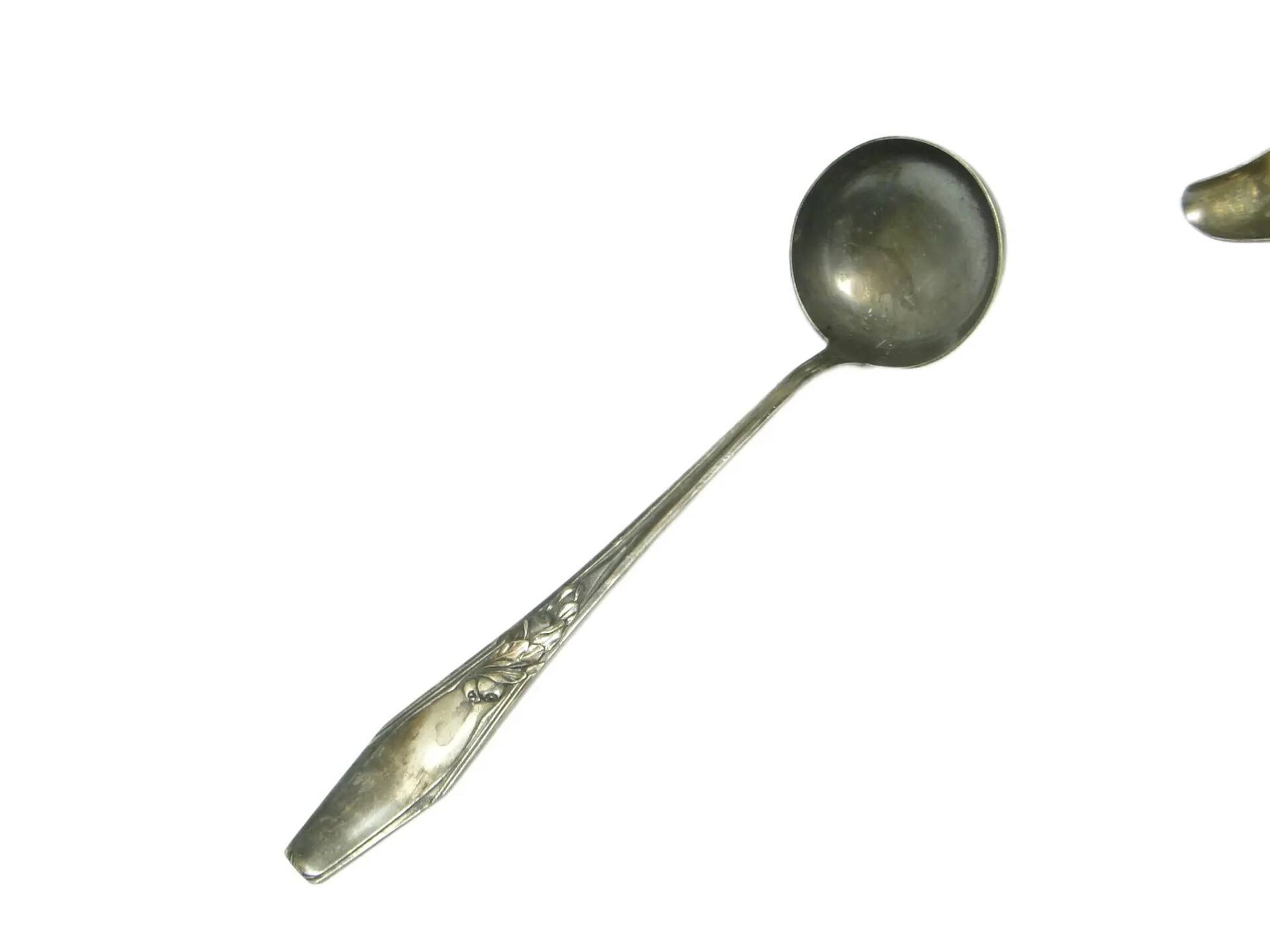 Borówka ladle, Art Nouveau / Art Deco, silver-plated brass, Norblin, Poland, 1920s.