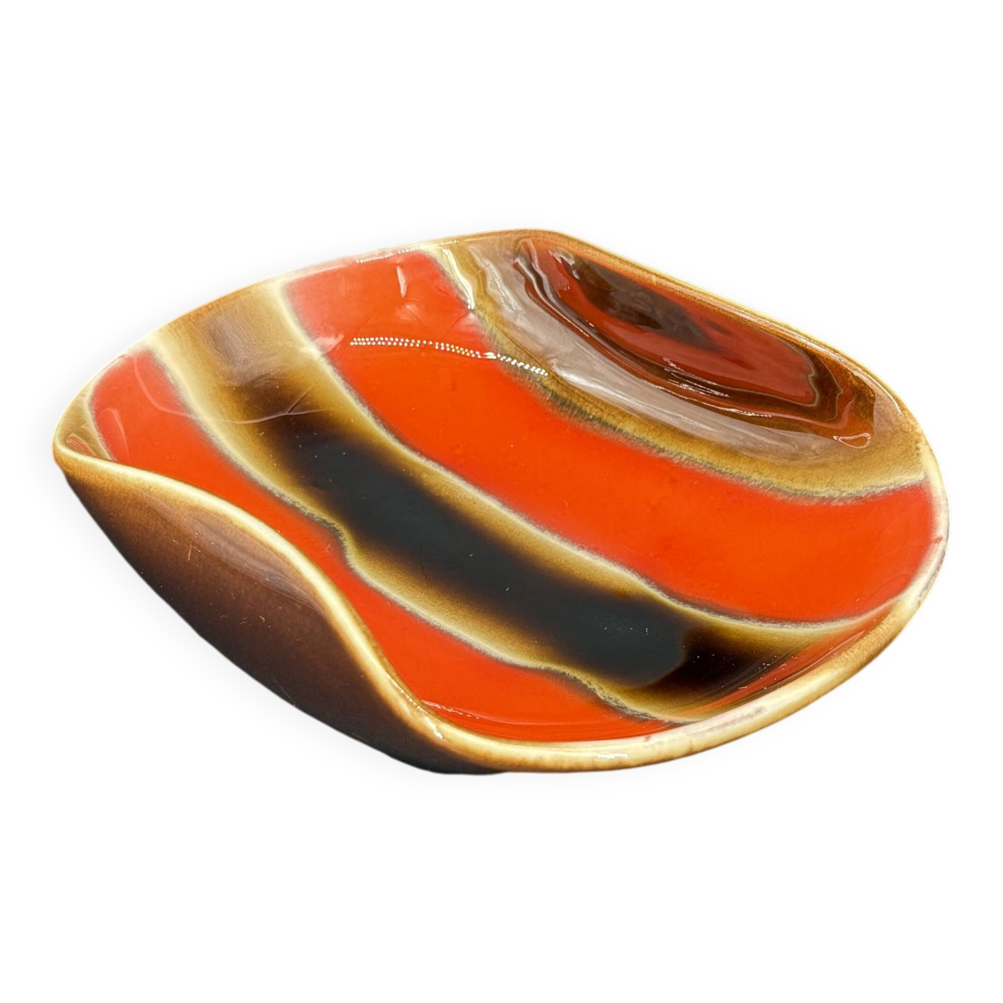 Vintage glazed ceramic catchall from the 70s.