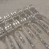 12 silver-plated cake forks, Ercuis goldsmith, Russian handle