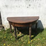 Console half moon beech and walnut