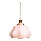 Art Deco pendant light in scalloped pink opaline, 1920-30