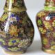 Salt shaker and pepper shaker in brass and vintage cloisonné enamel