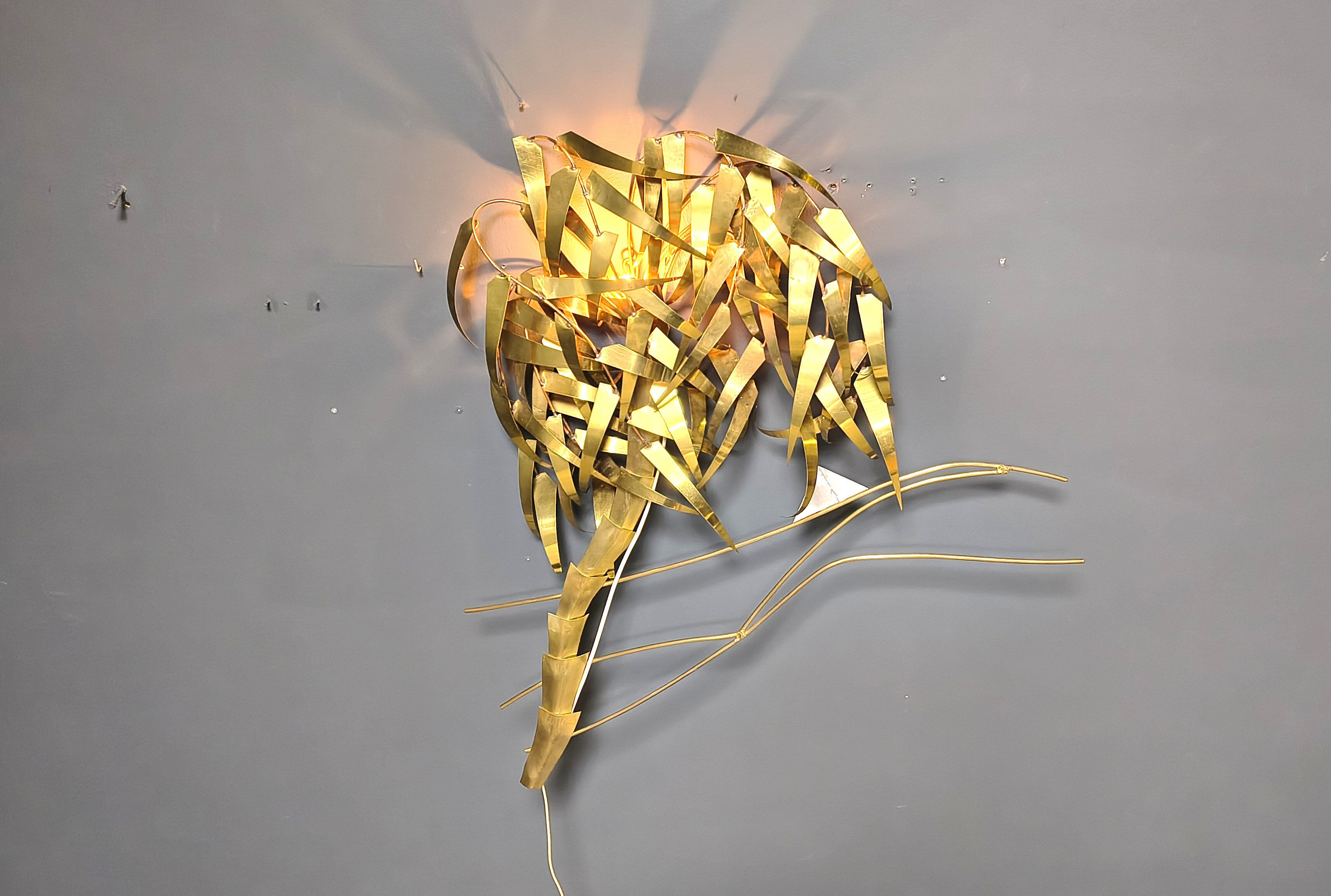 Palm tree wall light by Daniel D'Haeseleer, 1970s