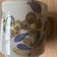 Vintage stoneware mug – Hand-painted floral pattern – Art Deco style
