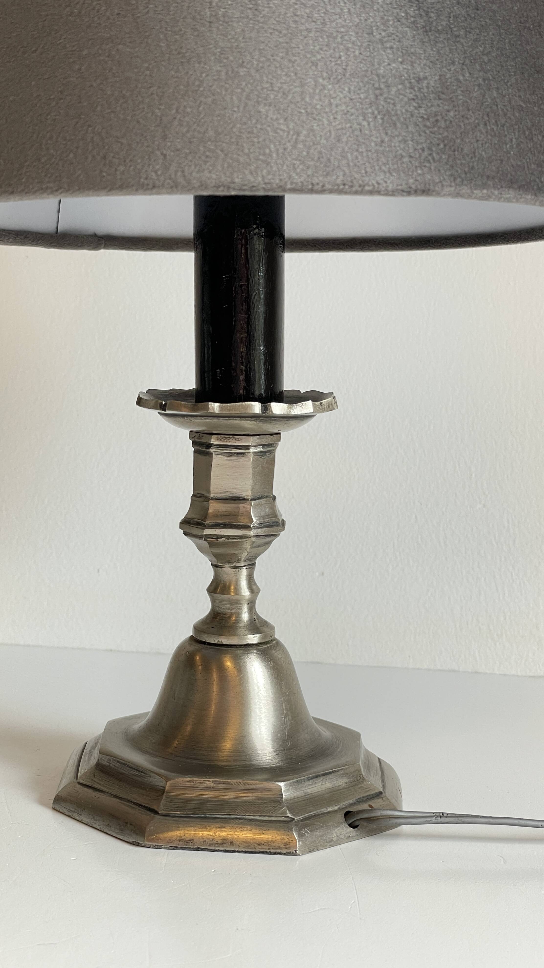 Lamp vintage steel and velvet candle holder