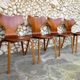 Suite of 4 chairs 4130 Grand Prix in teak, Arne Jacobsen for Fritz Hansen Teak