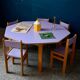 Vintage 1970s octagonal children's table in beech and lilac formica, with 5 chairs.
