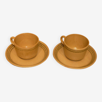 Pair of Sarreguemines cups and saucers