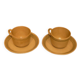 Pair of Sarreguemines cups and saucers