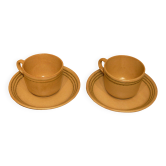 Pair of Sarreguemines cups and saucers