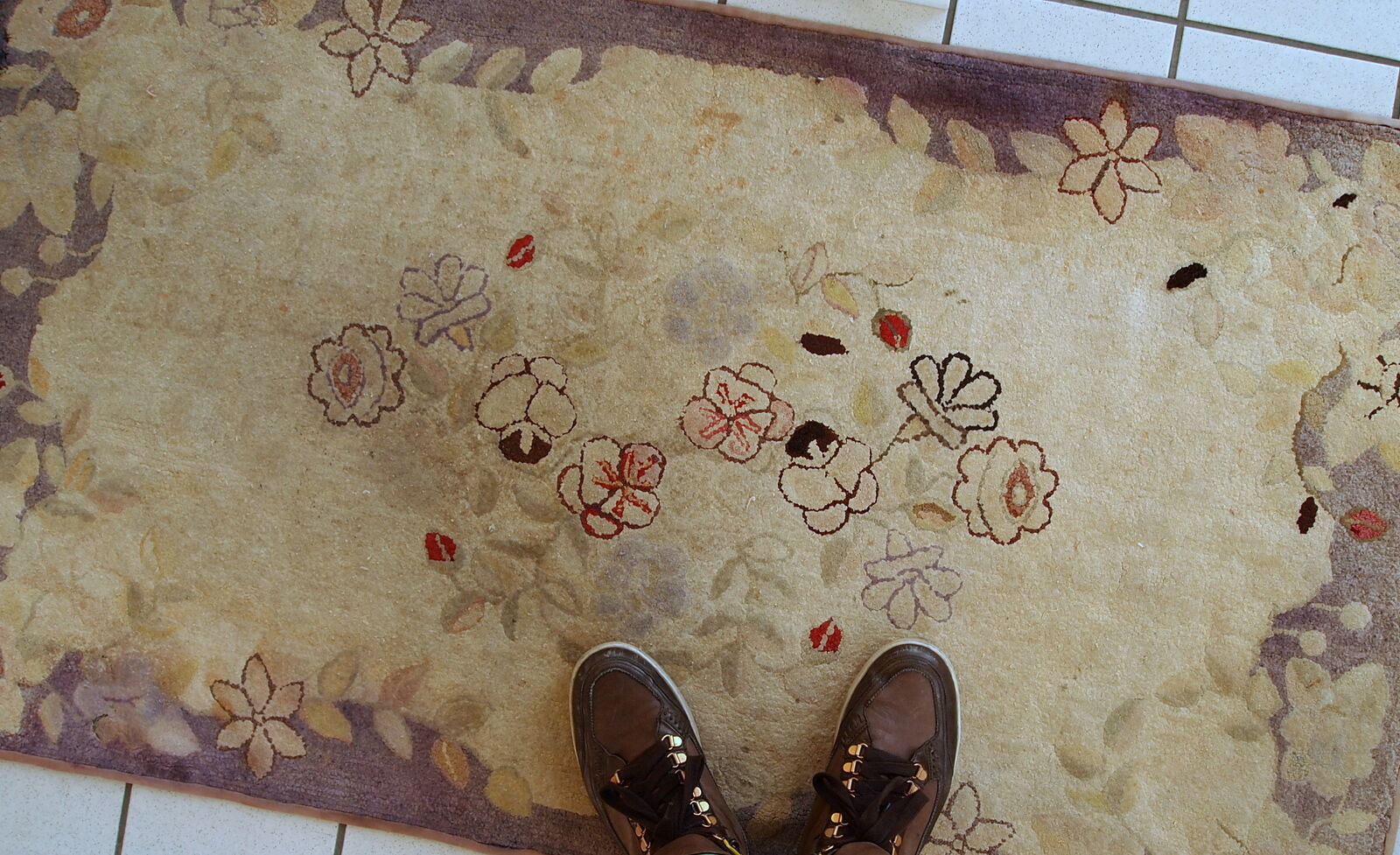 Former U.S. carpeting primitive hooke made hand 77x137cm 1900