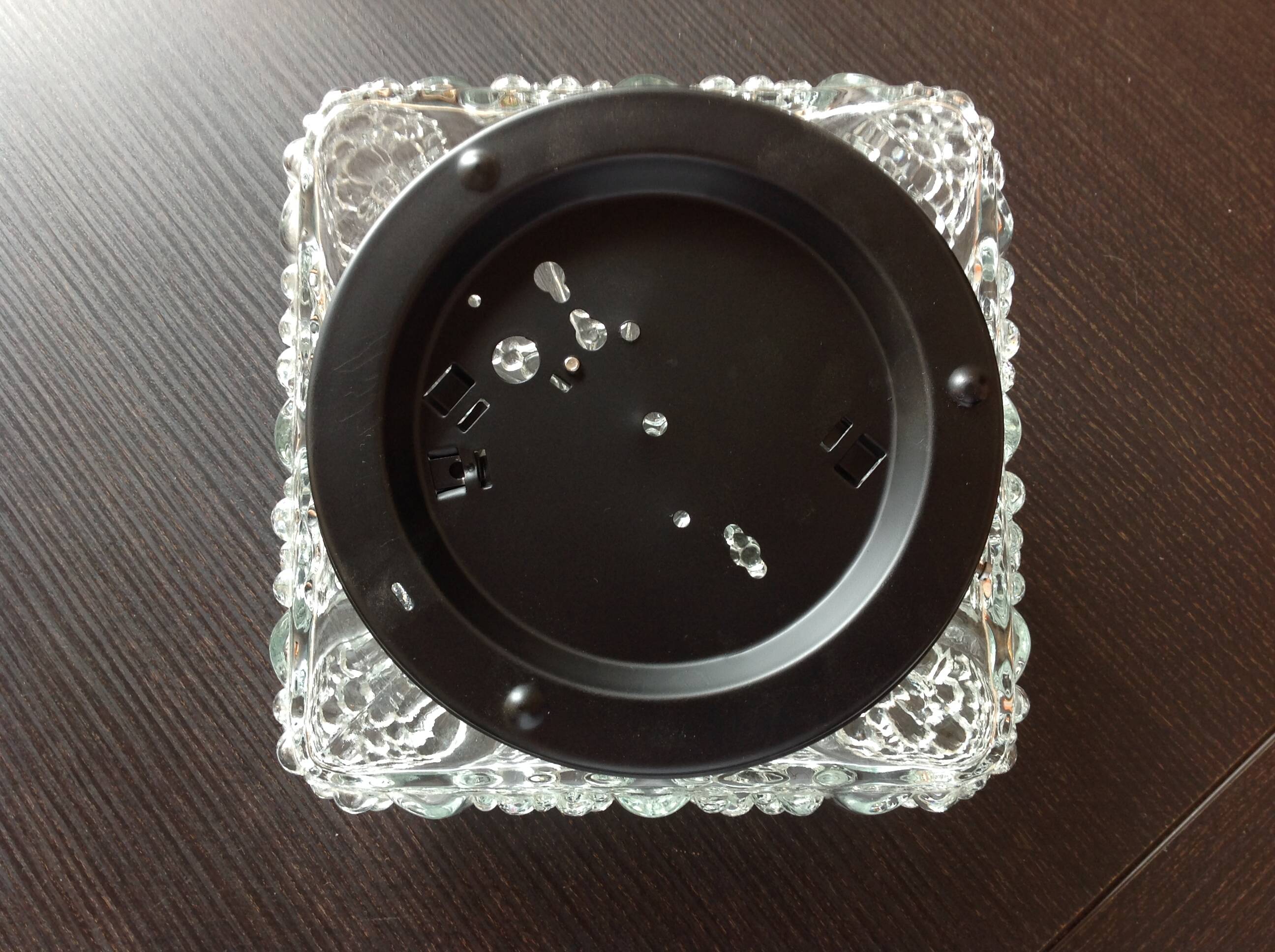 Plafonnier carré en verre bullé / vintage années 60-70