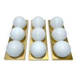 3 vintage limburg sconces, bronze gilded with fine gold, glass