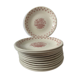 12 flat plates in red earthenware Gien 1970