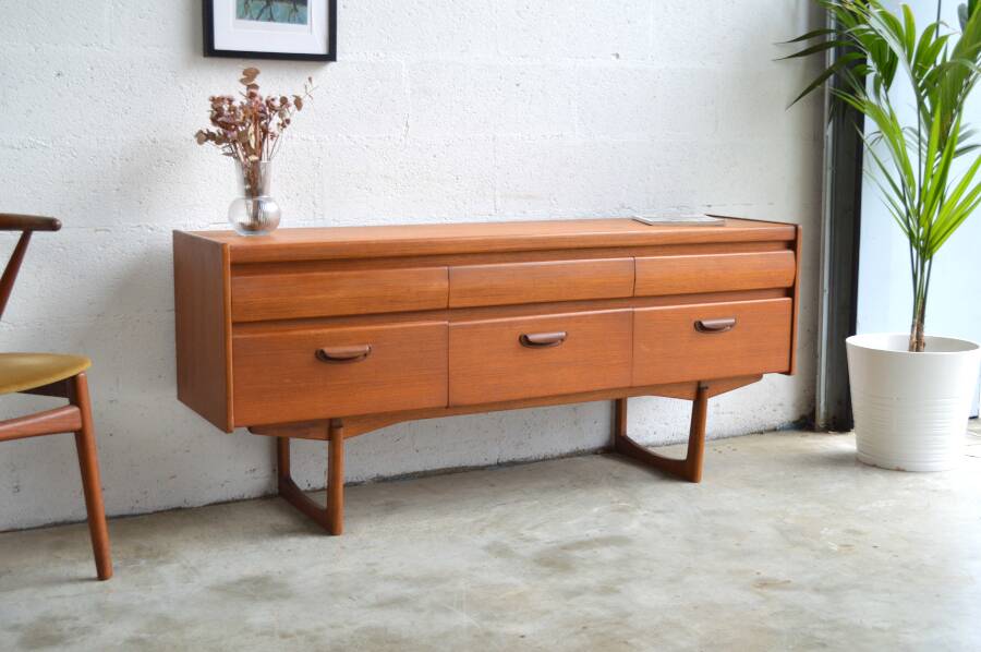 Teak sideboard/commode with 6 drawers