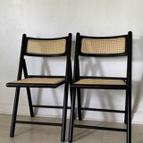 2 folding cane wood chairs