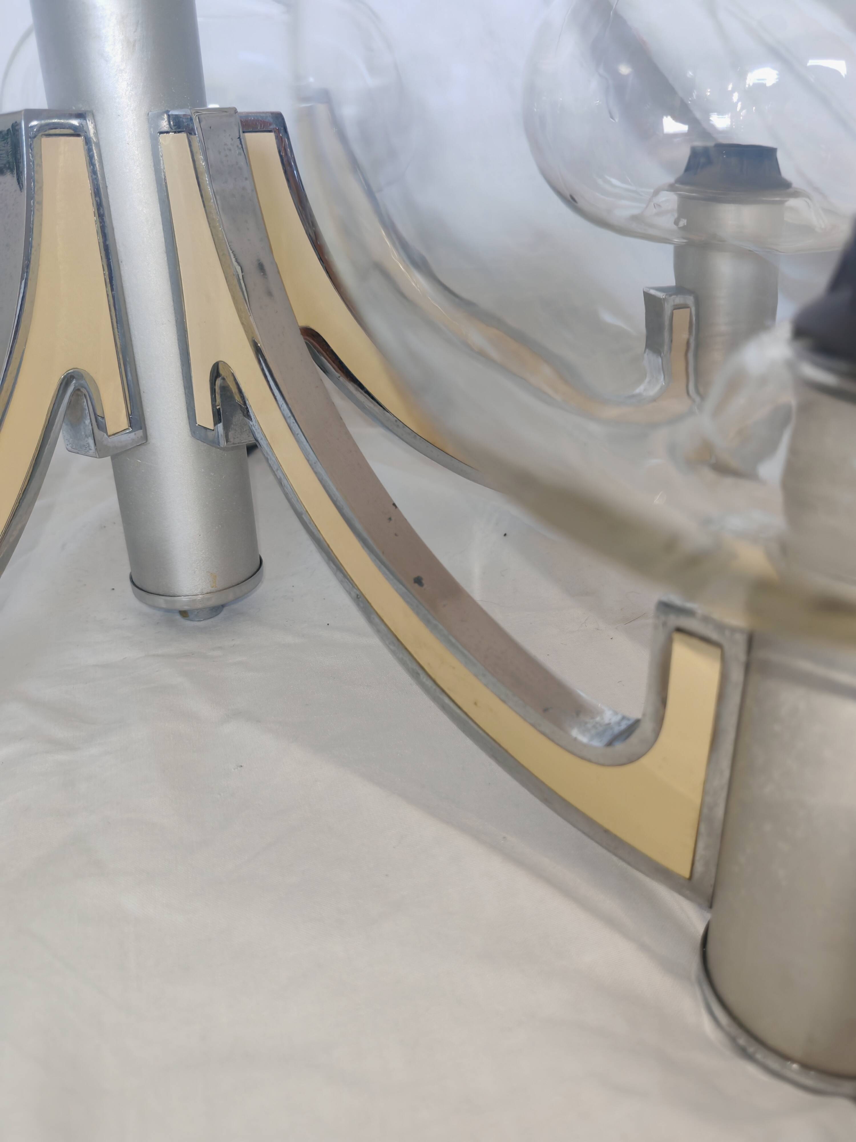 5-branched chandelier by Sciolari, Italy, space age, 1970