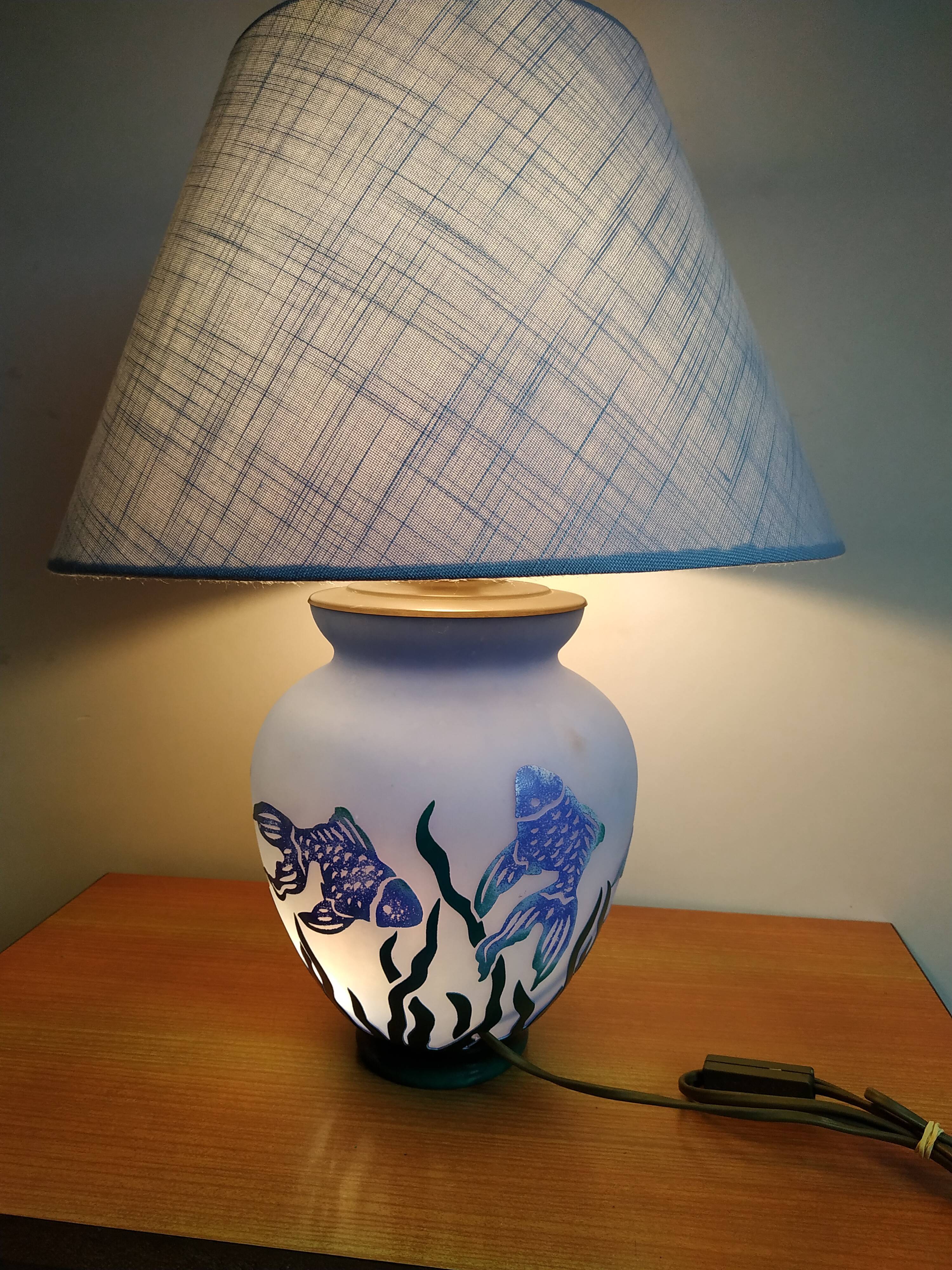 La Rochère glass paste lamp decorated at the seabed