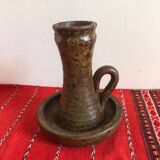 Antique pyrite sandstone candlestick