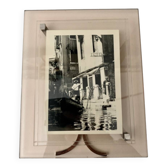 Vintage Glass and Chrome Metal Photo Frame 1960
