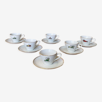 Coffee / tea service limoges porcelain vintage cars