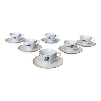 Coffee / tea service limoges porcelain vintage cars