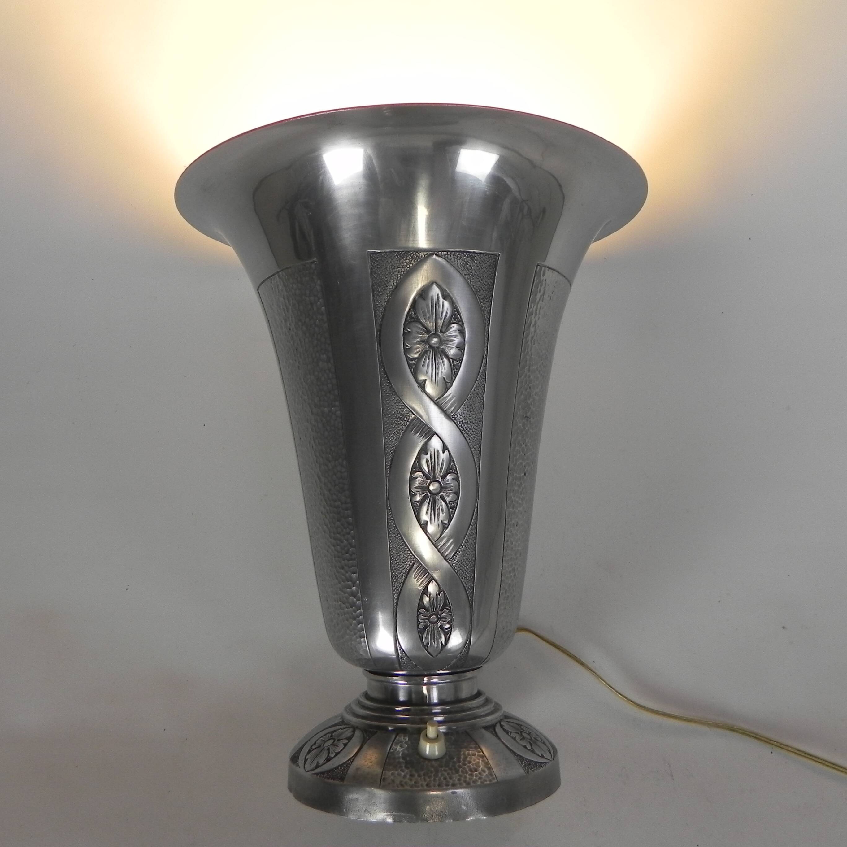 Lampe de table Art déco en aluminium, années 1930