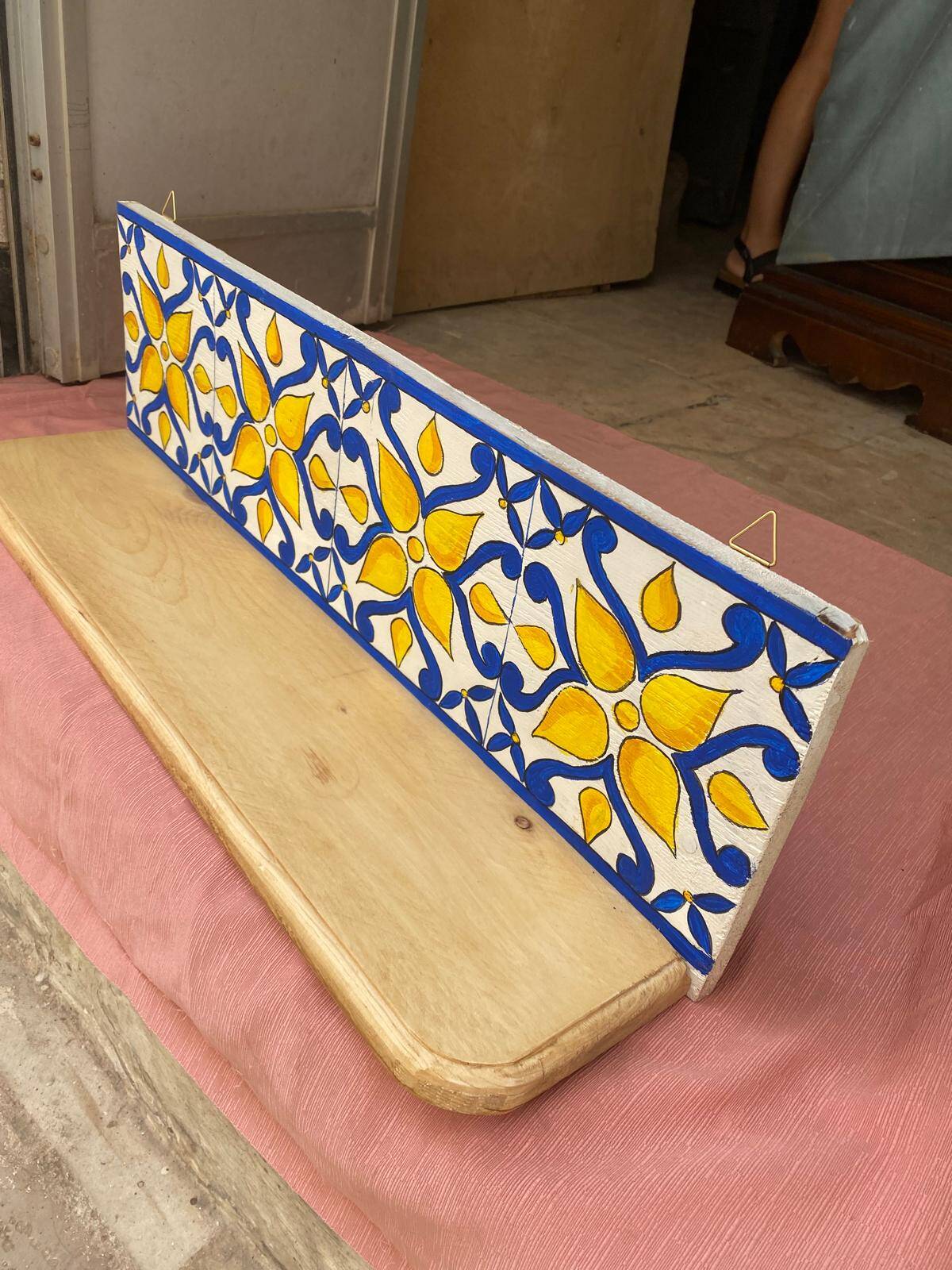 Hand-painted wooden shelf