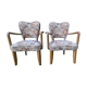 PAIR OF VINTAGE ART DECO BRIDGE ARMCHAIRS / 1940s-50s – SOLID WOOD