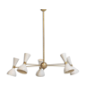 Italian brass chandelier 5 arms white