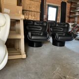 2x Chaise Joe Colombo Elda Longhi noir sur noir, état showroom !