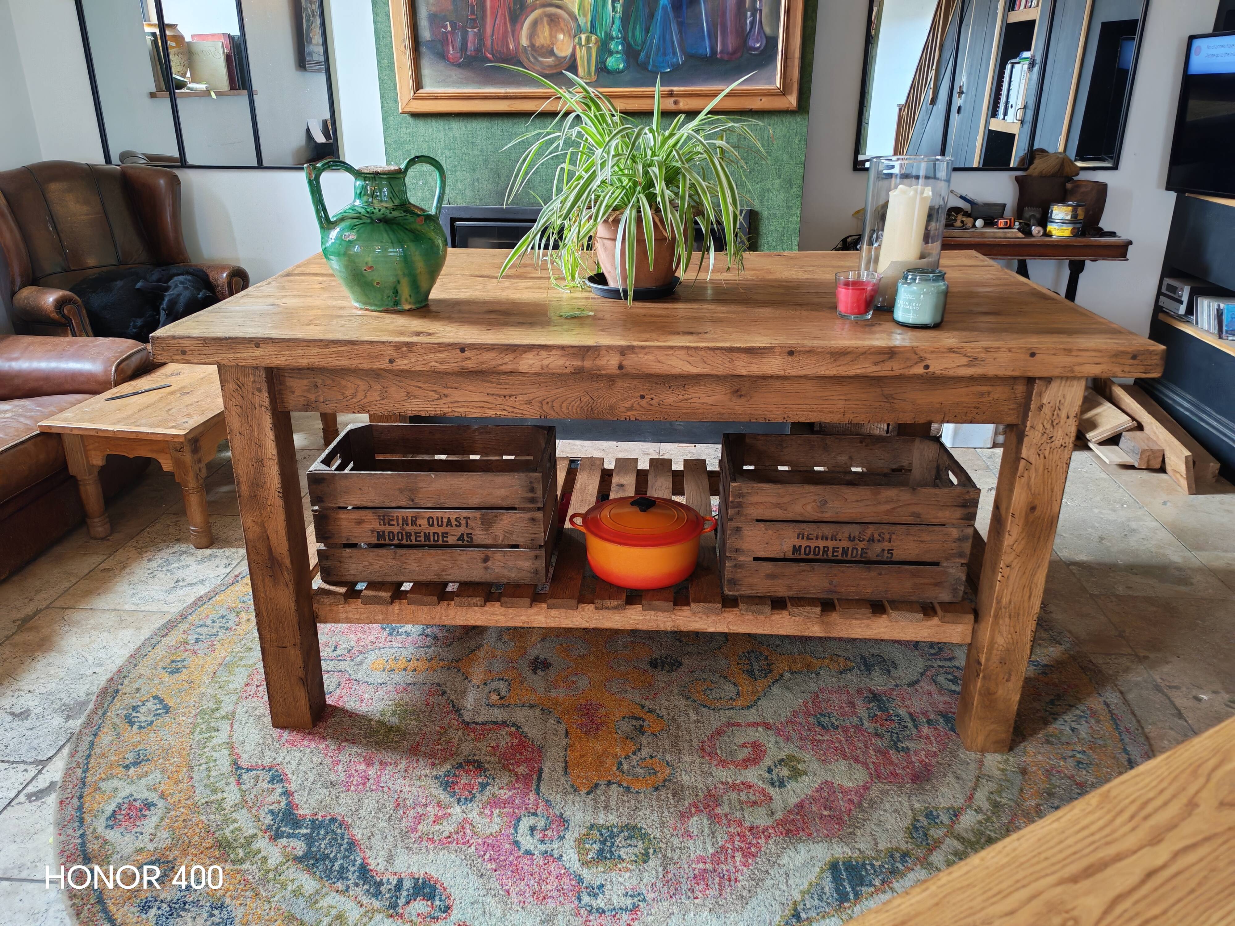 XXL solid oak kitchen island/worktop 180 x 105