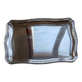 Grand plateau de service vintage en métal argenté